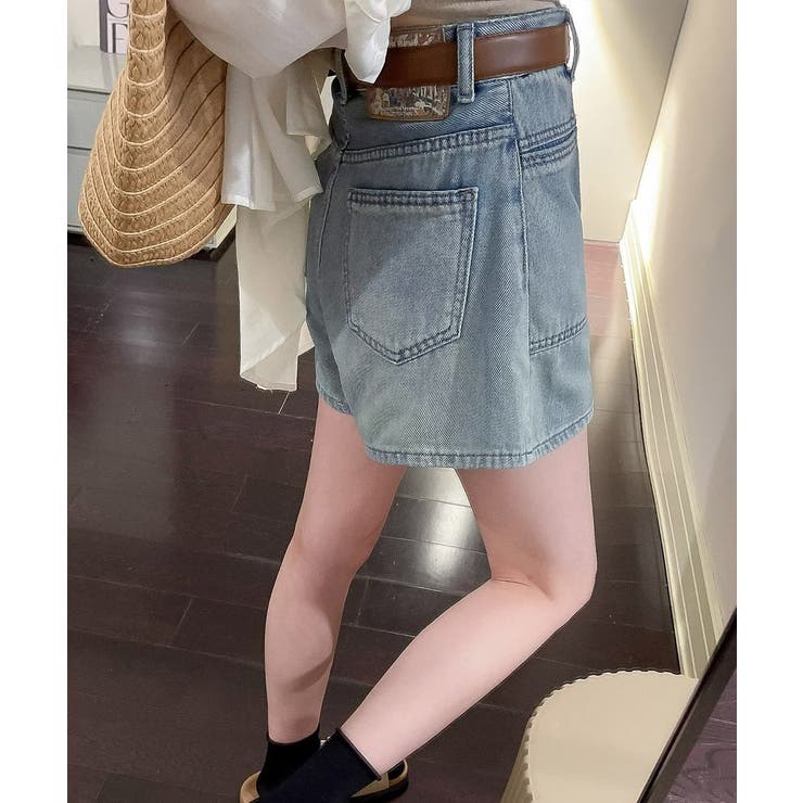 デニムショートパンツ ハイウエスト美脚夏[品番：AGCW0006894