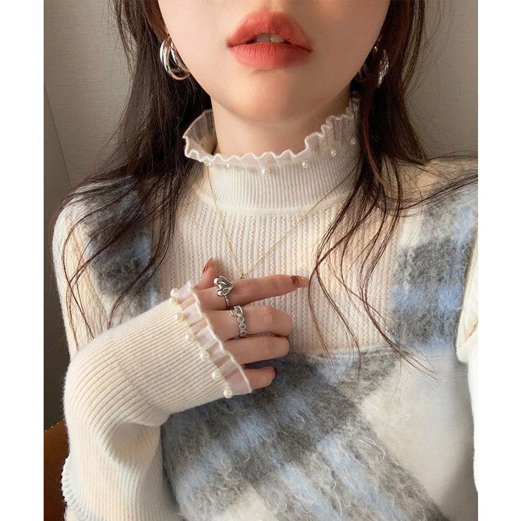 メロウフリルニットトップス レディース 大人上品 | SUNSHINE CLOSET | 詳細画像1 