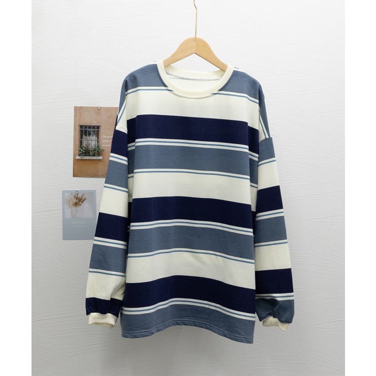 ボーダー柄 スウェット 配色 トレーナー | SUNSHINE CLOSET | 詳細画像12 