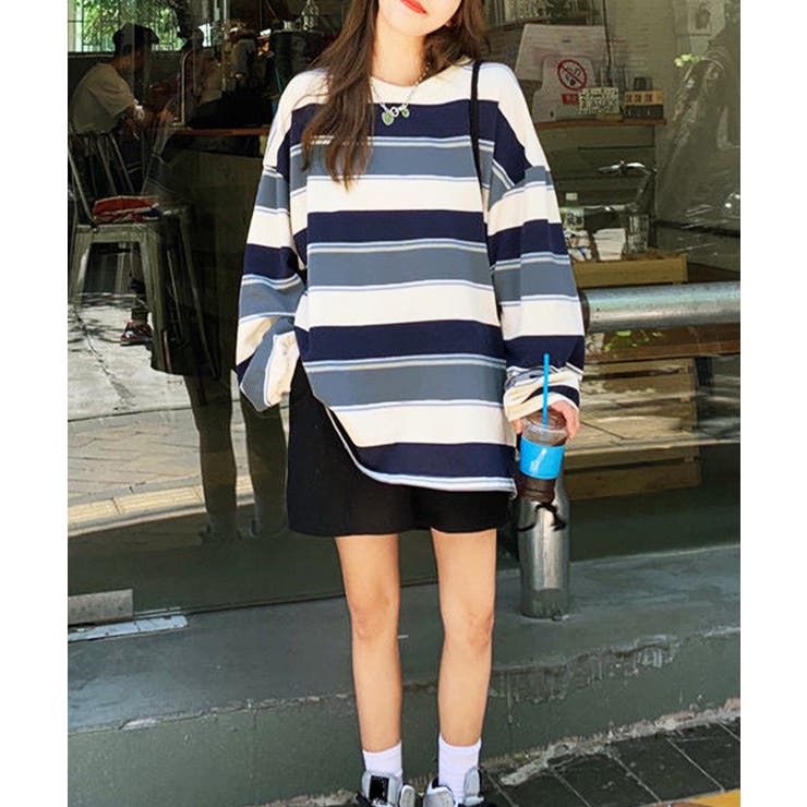 ボーダー柄 スウェット 配色 トレーナー | SUNSHINE CLOSET | 詳細画像3 