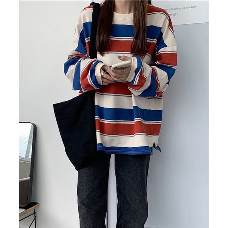 ボーダー柄 スウェット 配色 トレーナー | SUNSHINE CLOSET | 詳細画像8 