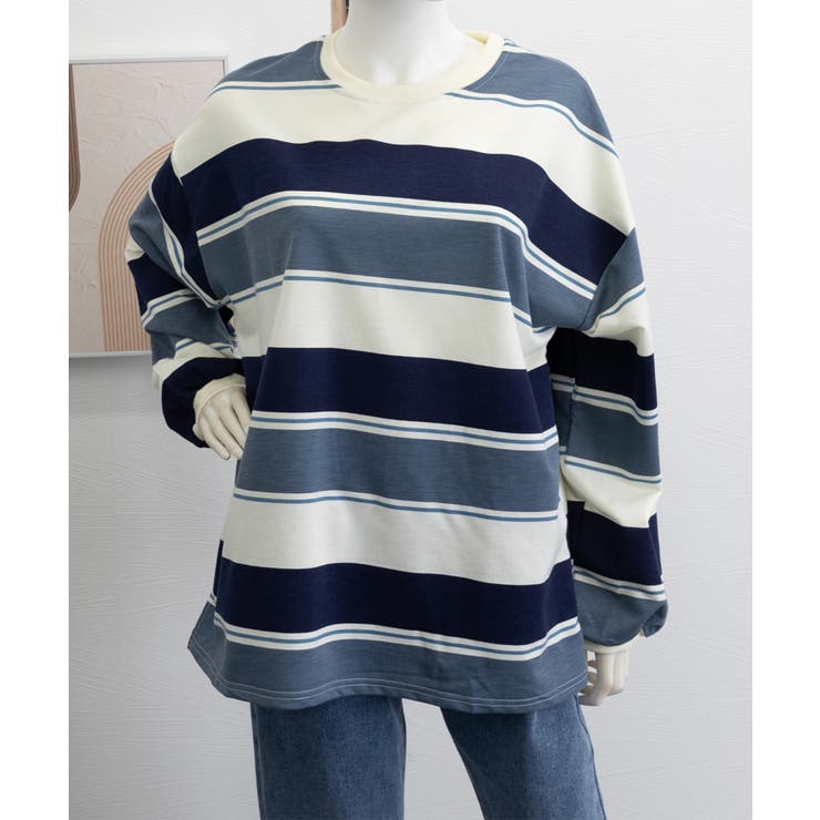 ボーダー柄 スウェット 配色 トレーナー | SUNSHINE CLOSET | 詳細画像9 