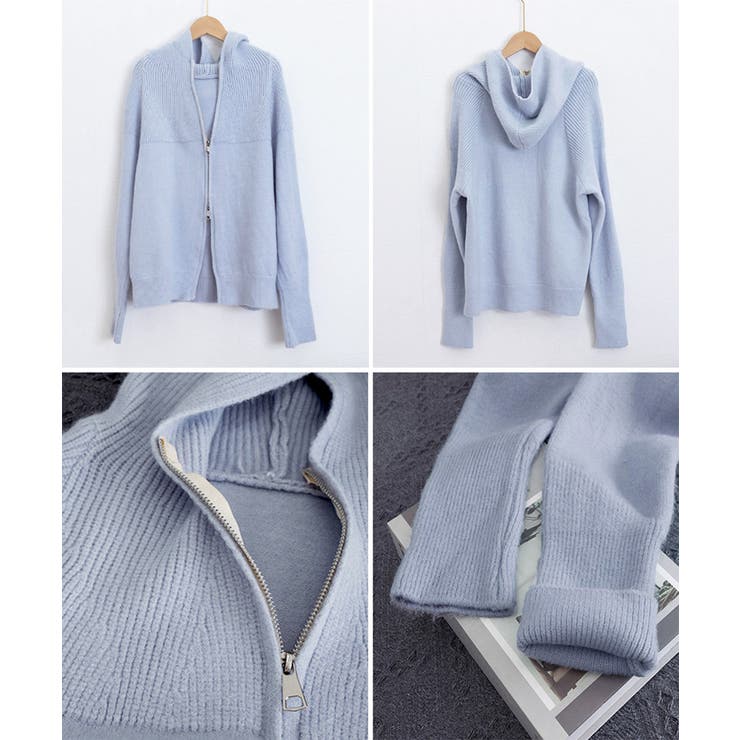 フード付きニットパーカー 体型カバー レディースフーディ | SUNSHINE CLOSET | 詳細画像14 