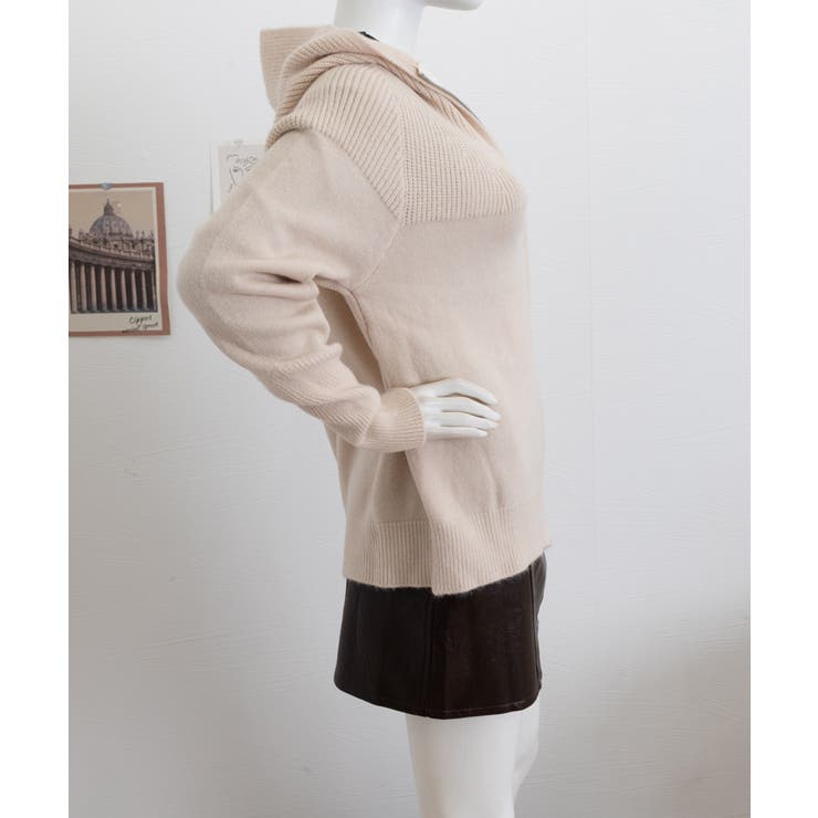 ニットジップパーカー フード付きニットカーデ 長袖ニットトップス | SUNSHINE CLOSET | 詳細画像11 