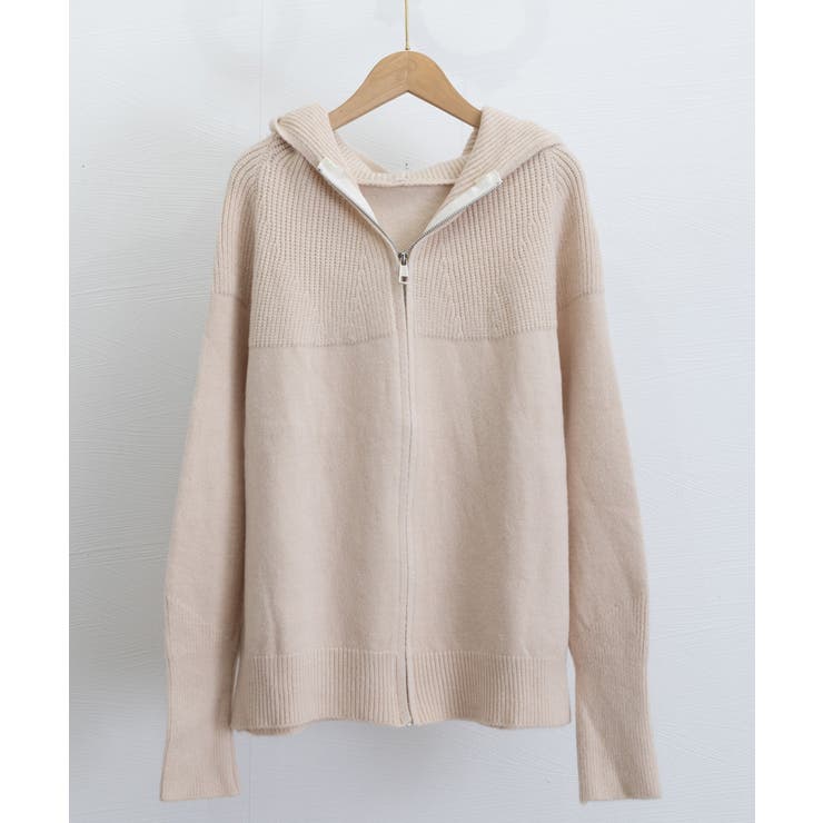 ニットジップパーカー フード付きニットカーデ 長袖ニットトップス | SUNSHINE CLOSET | 詳細画像13 