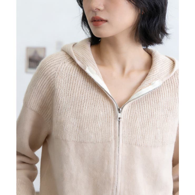 ニットジップパーカー フード付きニットカーデ 長袖ニットトップス | SUNSHINE CLOSET | 詳細画像5 