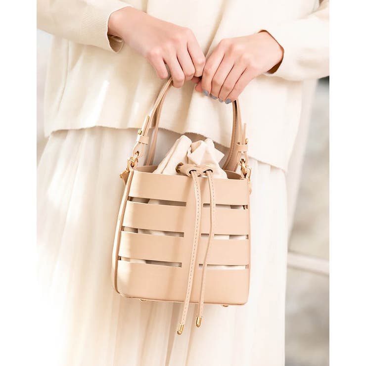 ベージュ | バケツ型 トートバッグ 透かし | SUNSHINE CLOSET