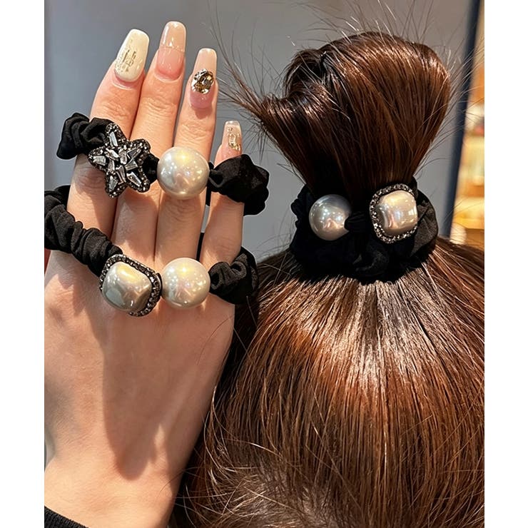 ヘアアクセサリー フェイクパール髪ゴム ハーフアップアレンジ | SUNSHINE CLOSET | 詳細画像2 