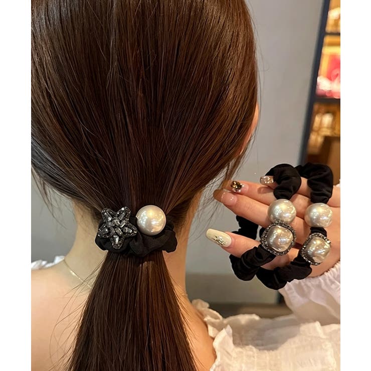 ヘアアクセサリー フェイクパール髪ゴム ハーフアップアレンジ | SUNSHINE CLOSET | 詳細画像5 