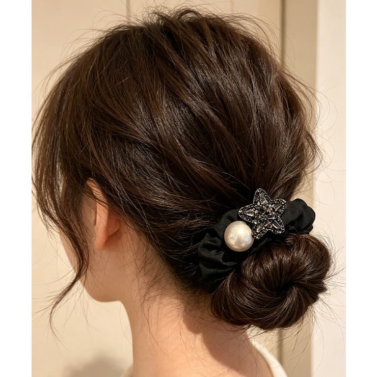 ヘアアクセサリー フェイクパール髪ゴム ハーフアップアレンジ | SUNSHINE CLOSET | 詳細画像7 