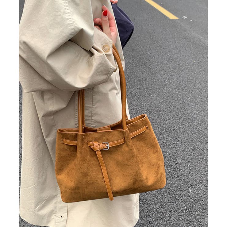 スエード調トートバッグ ベルトデザイン鞄 | SUNSHINE CLOSET | 詳細画像3 