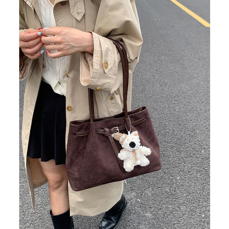 スエード調トートバッグ ベルトデザイン鞄 | SUNSHINE CLOSET | 詳細画像6 