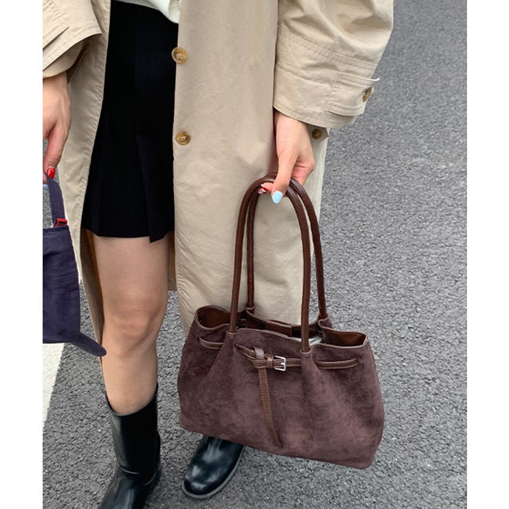 スエード調トートバッグ ベルトデザイン鞄 | SUNSHINE CLOSET | 詳細画像7 