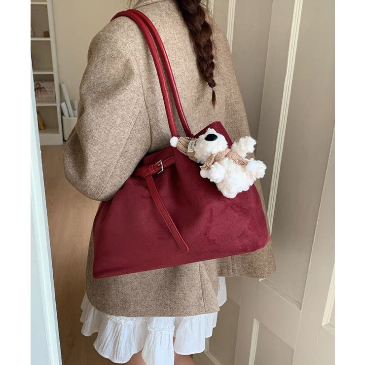 スエード調トートバッグ ベルトデザイン鞄 | SUNSHINE CLOSET | 詳細画像9 