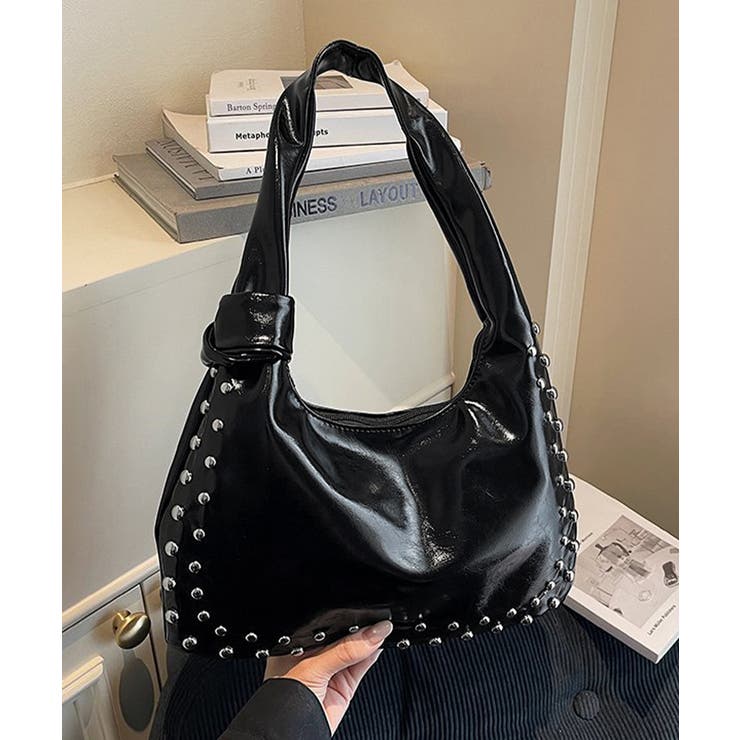 レディースおしゃれ ノットハンドルショルダーバッグ エナメル調トートバッグヴィン… | SUNSHINE CLOSET | 詳細画像10 