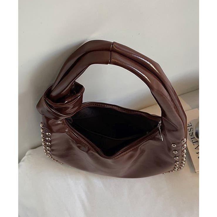 レディースおしゃれ ノットハンドルショルダーバッグ エナメル調トートバッグヴィン… | SUNSHINE CLOSET | 詳細画像19 