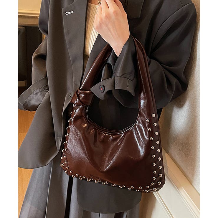 レディースおしゃれ ノットハンドルショルダーバッグ エナメル調トートバッグヴィン… | SUNSHINE CLOSET | 詳細画像3 