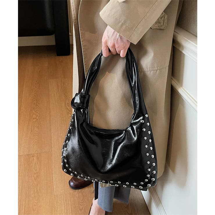 レディースおしゃれ ノットハンドルショルダーバッグ エナメル調トートバッグヴィン… | SUNSHINE CLOSET | 詳細画像9 