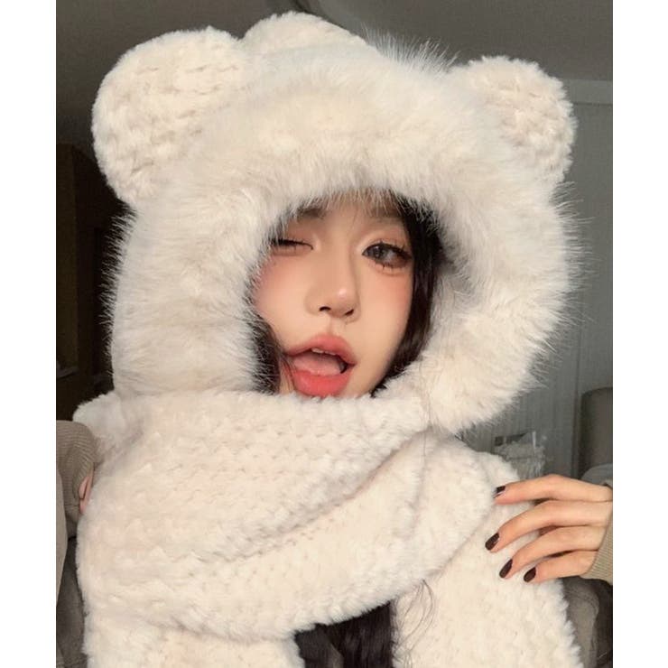 くま耳ニット帽子 マフラー 手袋 一体型 | SUNSHINE CLOSET | 詳細画像3 