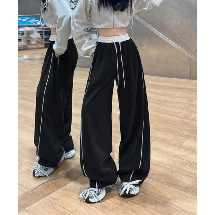 レディースサイドラインルーズパンツ Y2Kイージーパンツ ヒップホップダンス衣装 | SUNSHINE CLOSET | 詳細画像2 