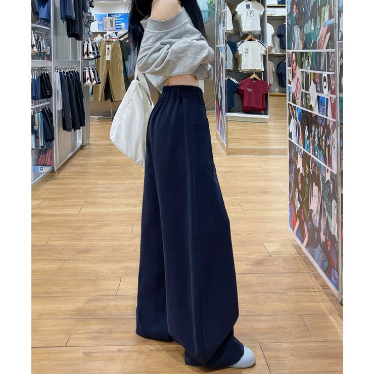 ワンポイント刺しゅうロゴ イージーパンツ ハイウエストワイドパンツ | SUNSHINE CLOSET | 詳細画像12 
