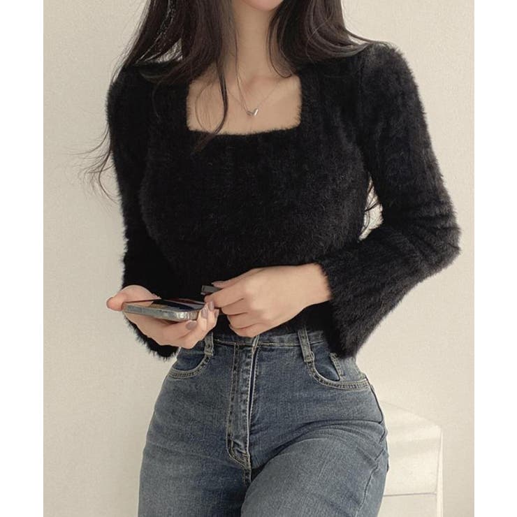 ショート丈 シャギーニットトップス韓国風 | SUNSHINE CLOSET | 詳細画像4 