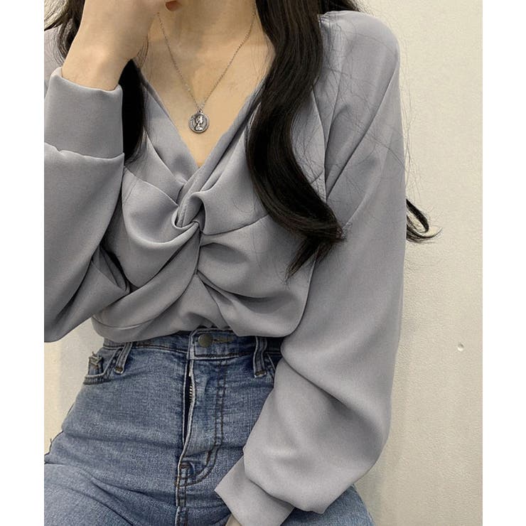 フロントねじり シャツブラウス Vネック | SUNSHINE CLOSET | 詳細画像9 