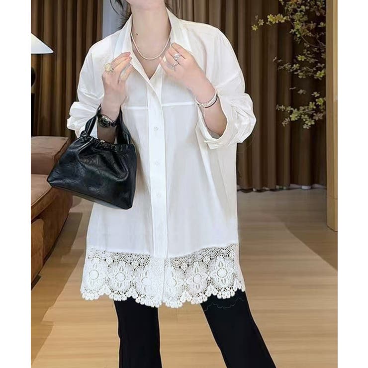 レース切替シャツブラウス長袖シャツ韓国風 | SUNSHINE CLOSET | 詳細画像13 