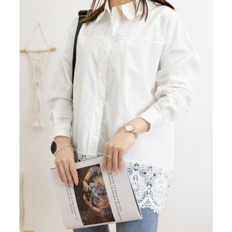 レース切替シャツブラウス長袖シャツ韓国風 | SUNSHINE CLOSET | 詳細画像14 