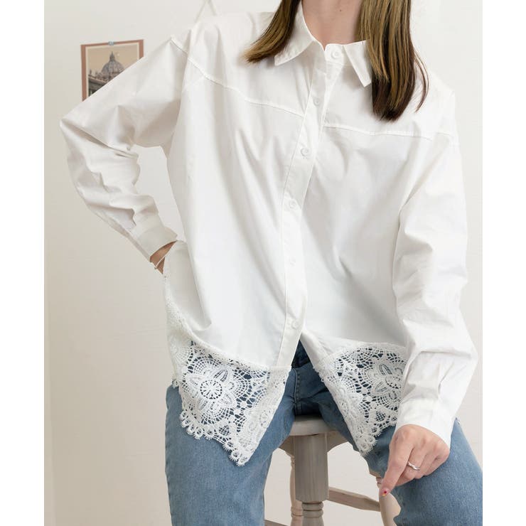 レース切替シャツブラウス長袖シャツ韓国風 | SUNSHINE CLOSET | 詳細画像16 