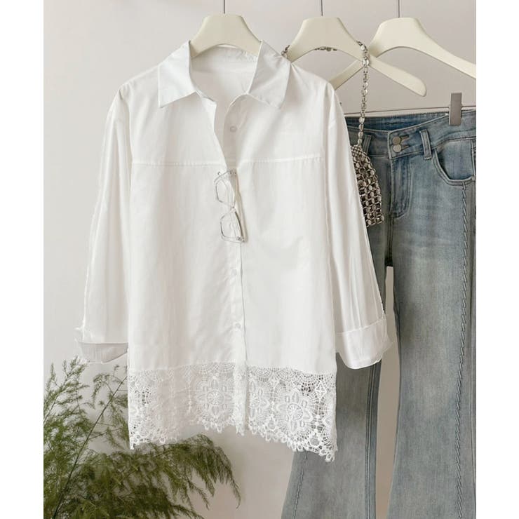 レース切替シャツブラウス長袖シャツ韓国風 | SUNSHINE CLOSET | 詳細画像21 