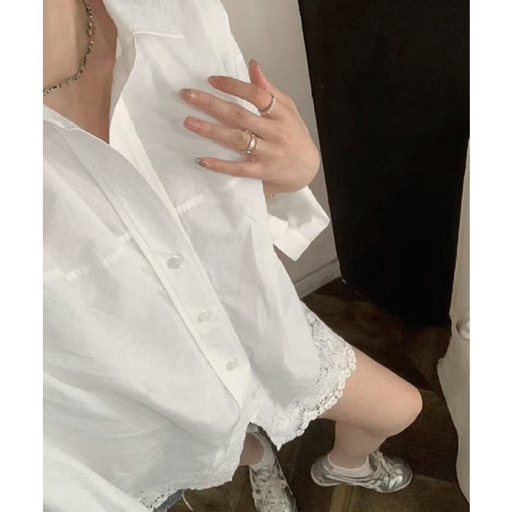 レース切替シャツブラウス長袖シャツ韓国風 | SUNSHINE CLOSET | 詳細画像6 