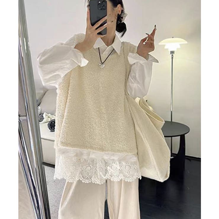 レース切替シャツブラウス長袖シャツ韓国風 | SUNSHINE CLOSET | 詳細画像9 