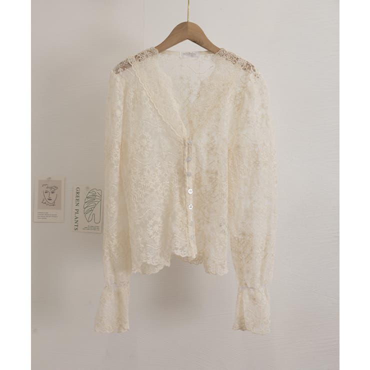 花柄レースブラウス 韓国風シアートップス | SUNSHINE CLOSET | 詳細画像14 