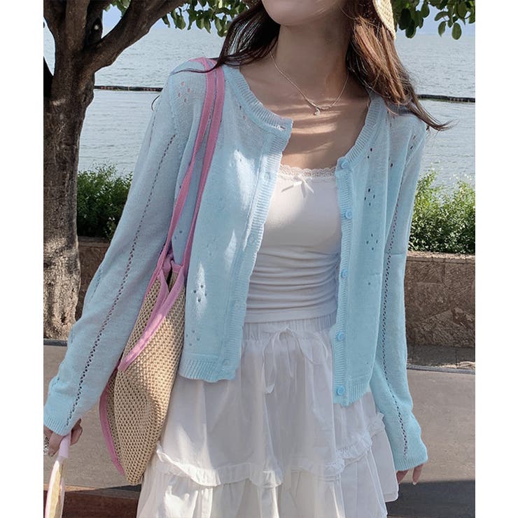 透かし編みニットカーディガンクロップド丈 | SUNSHINE CLOSET | 詳細画像10 