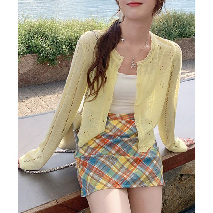 透かし編みニットカーディガンクロップド丈 | SUNSHINE CLOSET | 詳細画像14 