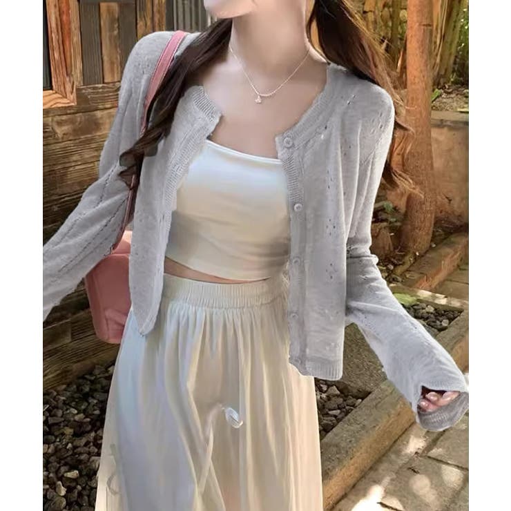 透かし編みニットカーディガンクロップド丈 | SUNSHINE CLOSET | 詳細画像2 