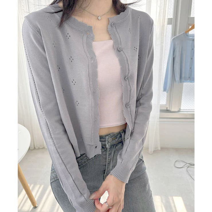 透かし編みニットカーディガンクロップド丈 | SUNSHINE CLOSET | 詳細画像20 