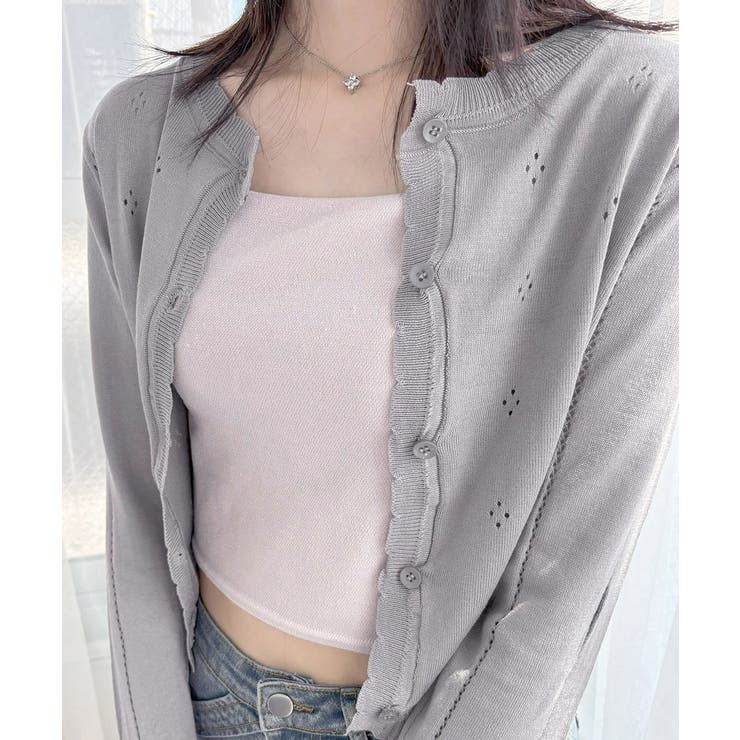 透かし編みニットカーディガンクロップド丈 | SUNSHINE CLOSET | 詳細画像21 