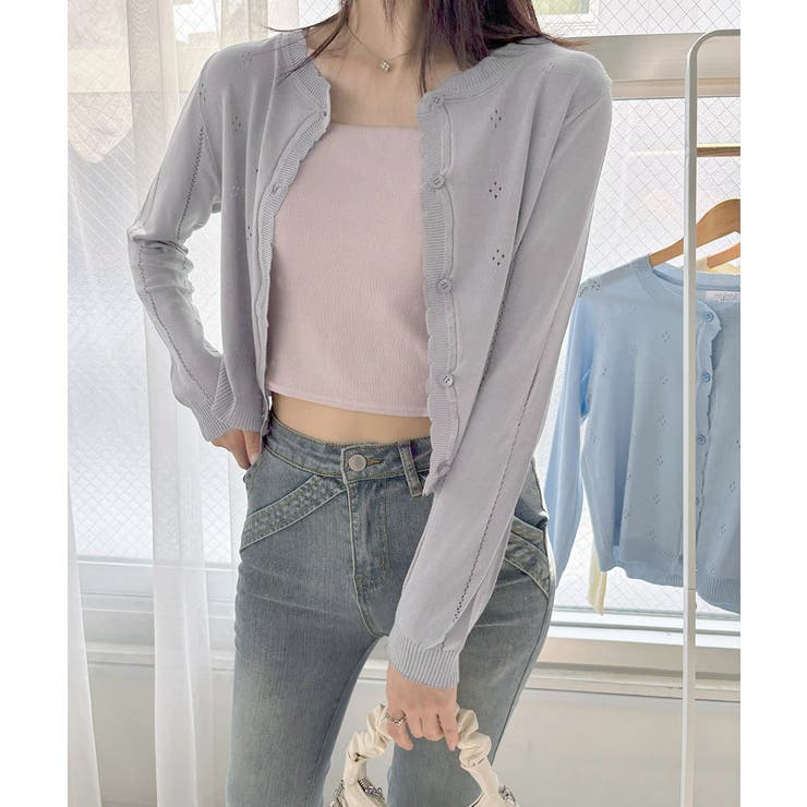 透かし編みニットカーディガンクロップド丈 | SUNSHINE CLOSET | 詳細画像23 