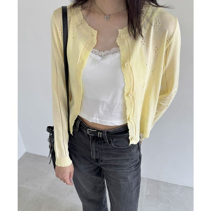 透かし編みニットカーディガンクロップド丈 | SUNSHINE CLOSET | 詳細画像24 