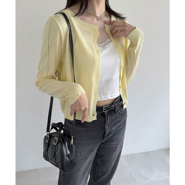 透かし編みニットカーディガンクロップド丈 | SUNSHINE CLOSET | 詳細画像25 