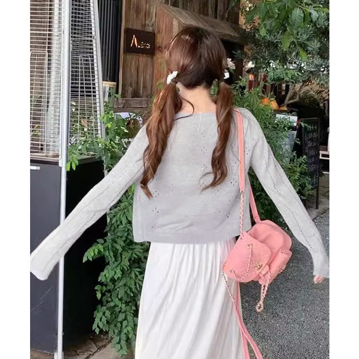 透かし編みニットカーディガンクロップド丈 | SUNSHINE CLOSET | 詳細画像3 