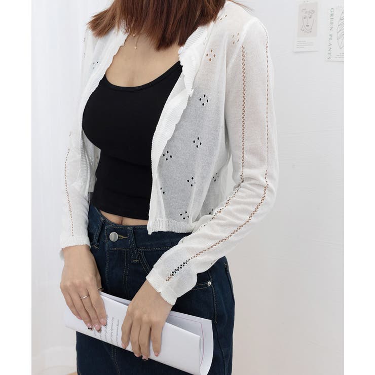 透かし編みニットカーディガンクロップド丈 | SUNSHINE CLOSET | 詳細画像30 