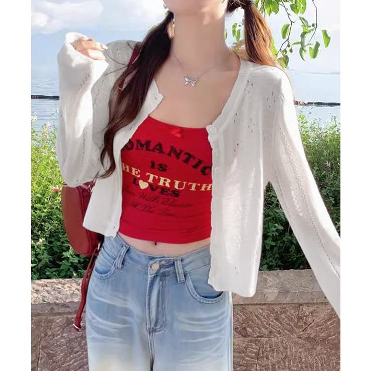 透かし編みニットカーディガンクロップド丈 | SUNSHINE CLOSET | 詳細画像6 