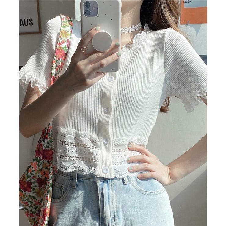 フリルショートカーディガン レースニット | SUNSHINE CLOSET | 詳細画像1 