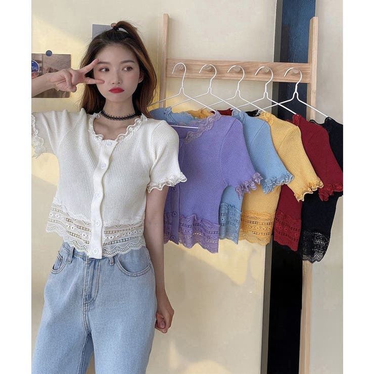 フリルショートカーディガン レースニット | SUNSHINE CLOSET | 詳細画像3 