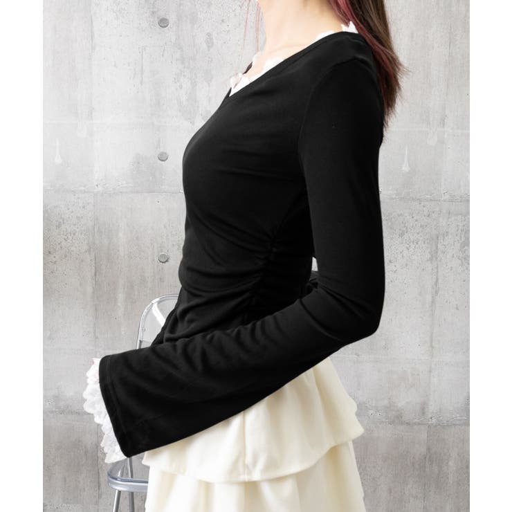 レース付TシャツVネック長袖リブトップス | SUNSHINE CLOSET | 詳細画像15 