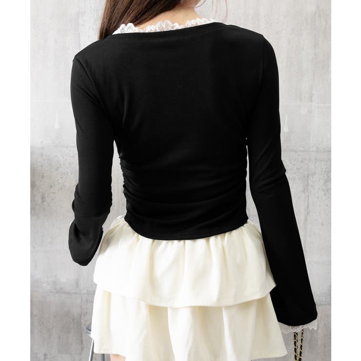 レース付TシャツVネック長袖リブトップス | SUNSHINE CLOSET | 詳細画像18 