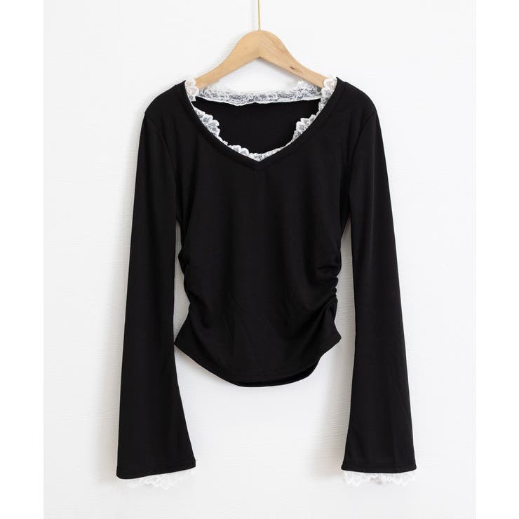 レース付TシャツVネック長袖リブトップス | SUNSHINE CLOSET | 詳細画像19 